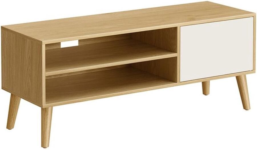Furnibella -TV-meubel 120 cm – Naturel Eiken & Crème Wit Stijlvol en Tijdloos Design