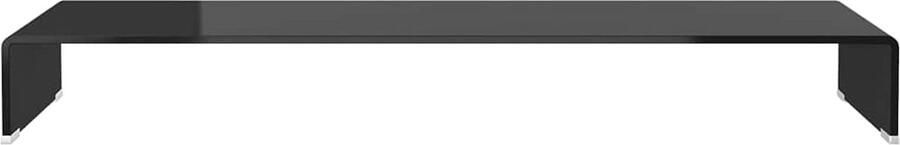 Furnibella Tv-Meubel Monitorverhoger 110x30x13 cm Glas Zwart Monitor Verhoger