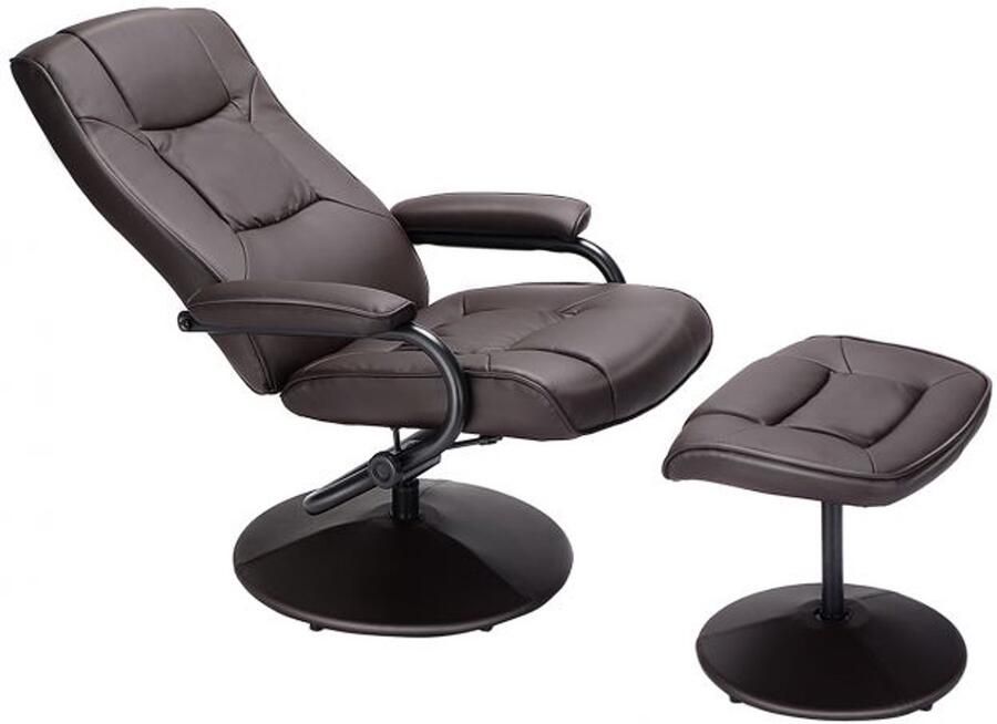 Furnibella -TV Relaxfauteuil – Verstelbare Kantelstoel met Voetenbank in Bruin voor Optimaal Comfort