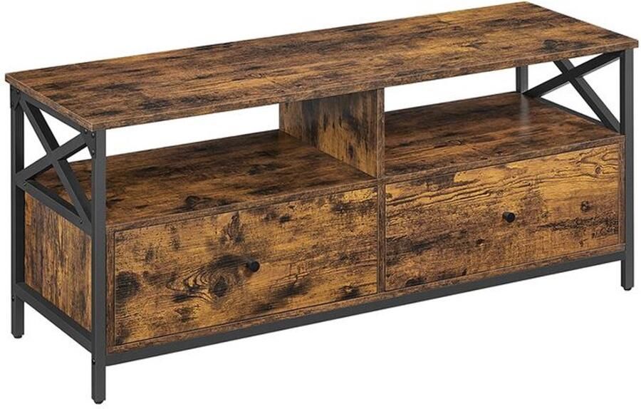 Furnibella -TV-Tafel 120x40x50 cm Stijlvol & Functioneel Design-Rustiek bruin + zwart