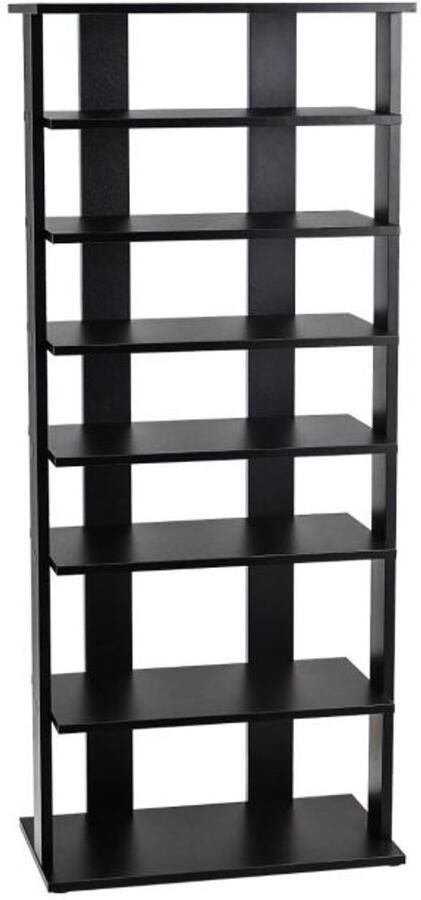 Furnibella -Verstelbaar 8-laags houten schoenenrek – Vrijstaande hoekplank Ruimtebesparend Stevig & Stijlvol – Bruin