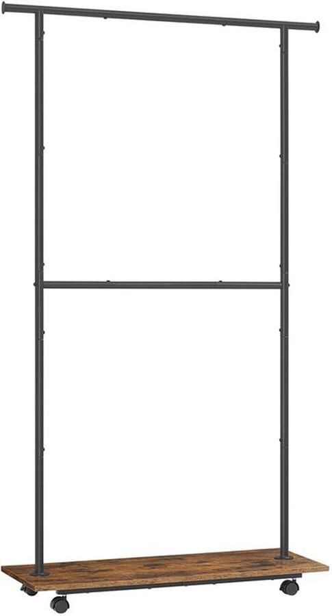 Furnibella -Verstelbaar Kledingrek – Vintage Bruin & Inktzwart Stevig Design