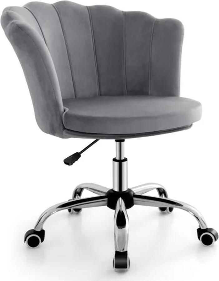 Furnibella -Verstelbare Computerstoel – Draaibare Bureaustoel met Ergonomische Rugsteun en Mobiliteit (Grijs)