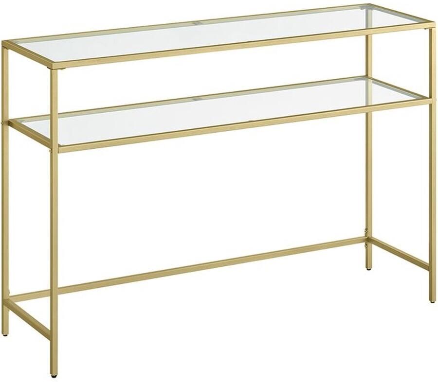 Furnibella -Verstelbare Consoletafel in Moderne Stijl – Goudkleurig & Transparant Glas