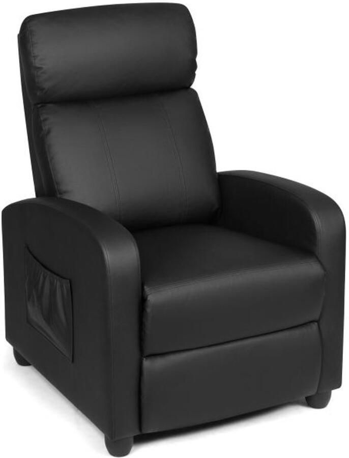 Furnibella Verstelbare Relaxfauteuil – Luxe TV-Stoel van Kunstleer Ergonomisch Design Zwart