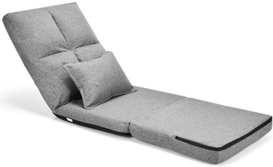 Furnibella Verstelbare Vloerstoel – Opvouwbare Vloerbank met Zacht Kussen voor Optimaal Comfort (Grijs) - Foto 2