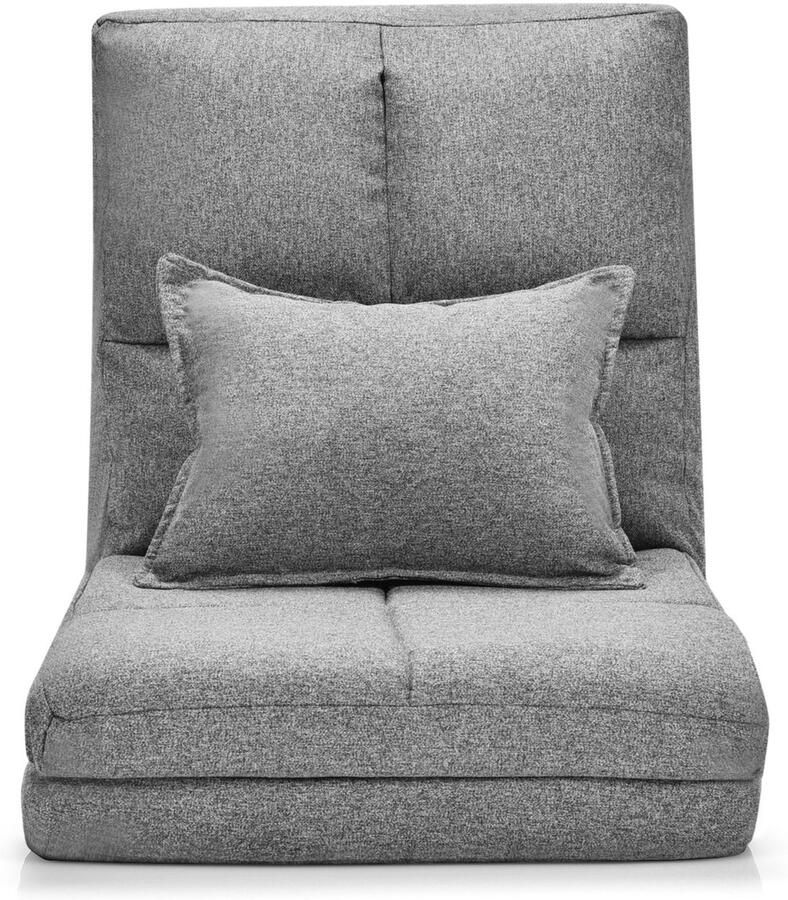 Furnibella Verstelbare Vloerstoel – Opvouwbare Vloerbank met Zacht Kussen voor Optimaal Comfort (Grijs)