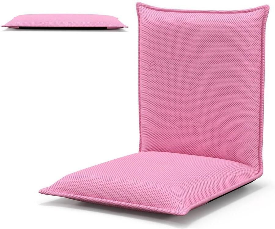 Furnibella -Vloerstoel met 6-standen verstelbare rugleuning game stoel gestoffeerd roze