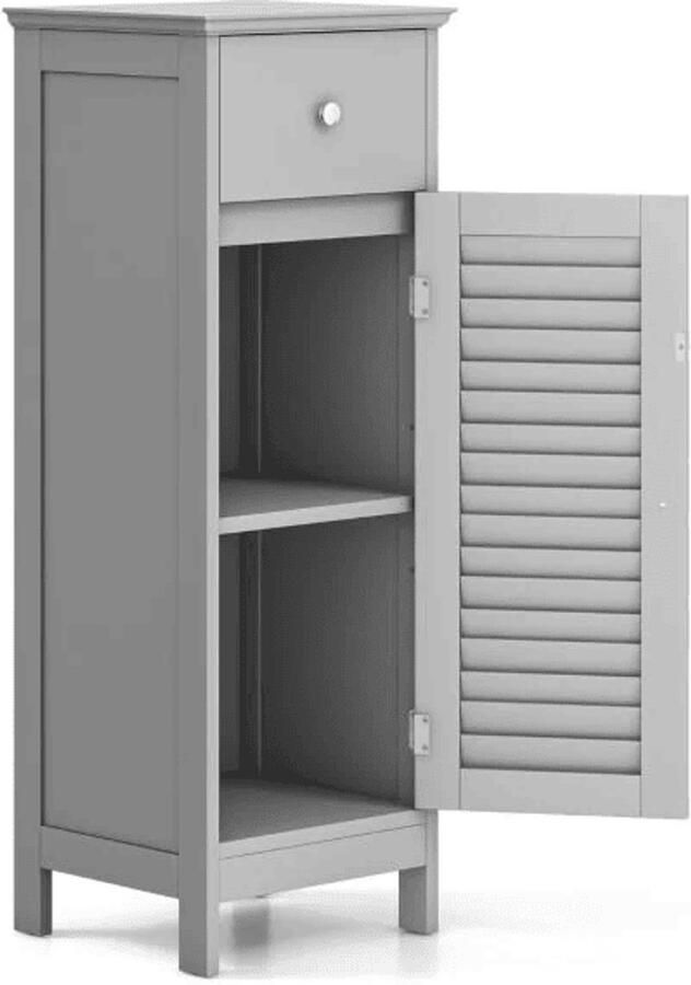 Furnibella Vrijstaande Badkamerkast – Toiletkast met Lade (Grijs)