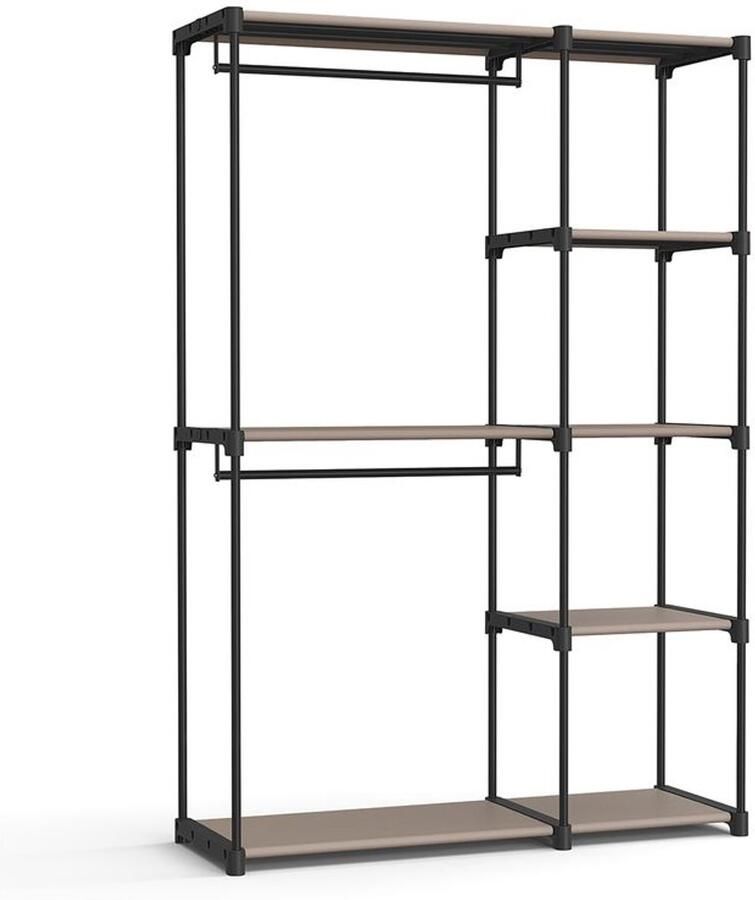 Furnibella _Vrijstaande open kledingkast met dubbele kledingroede 43 x 124 x 182 cm taupe