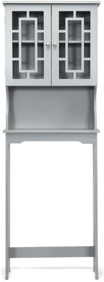 Furnibella Vrijstaande Toiletkast – Wasmachinekast met 3 Planken (Grijs)