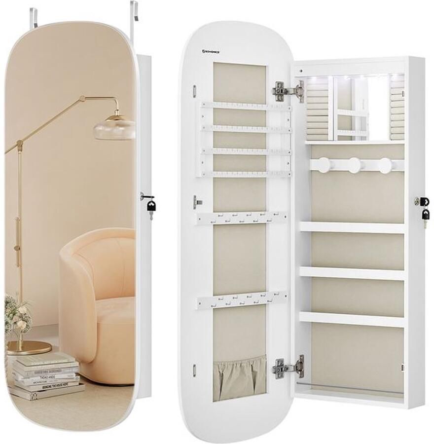 Furnibella Wandkast met Spiegeloppervlak in Wit – Stijlvol en Ruimtebesparend