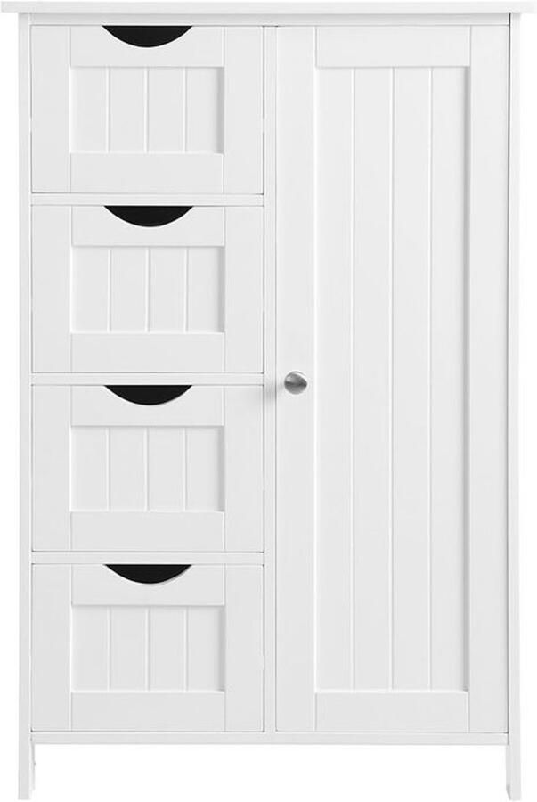 Furnibella -Wit Landelijk Dressoir met Houten Accenten – Tijdloos Design Ruime Opslag en Handgemaakte Details