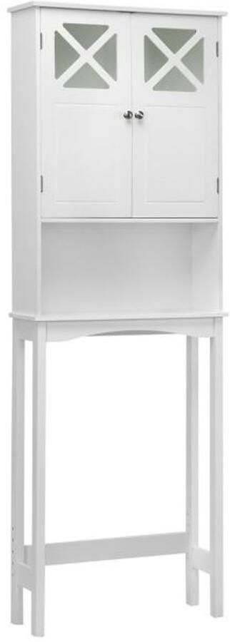 Furnibella -Witte badkamerkast – X-vormige dubbele deur plank met anti-kantelontwerp