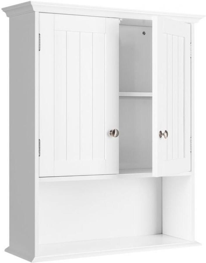Furnibella -Witte houten hangkast – Badkamer wandkast 60x20x70 5 cm