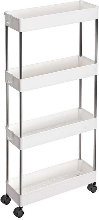 Furnibella Witte Nisplank op Wielen Flexibele Oplossing voor Ruimtebesparing en Keukenorganisatie