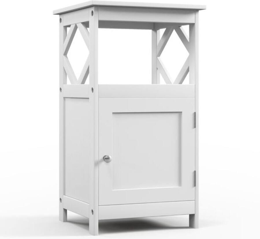 Furnibella -Witte smalle badkamermeubel – Met open plank en anti-kantelbeveiliging zijkast