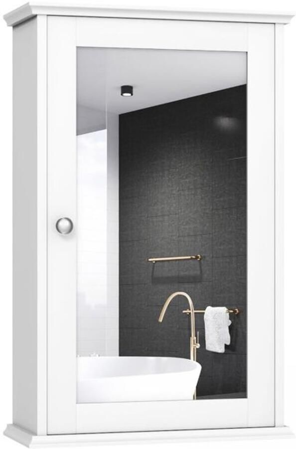 Furnibella -Witte spiegelkast – Badkamer wandkast enkele deur 34x15x53 cm