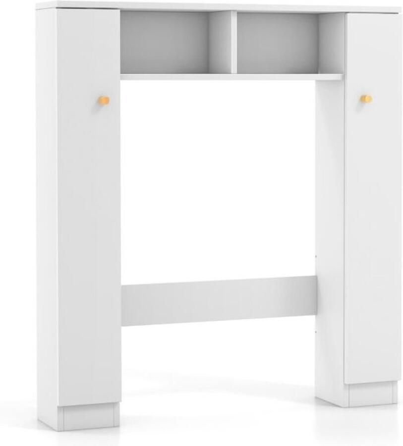 Furnibella -Witte toiletkast – 2 open compartimenten en 4 verstelbare planken badkamerkast