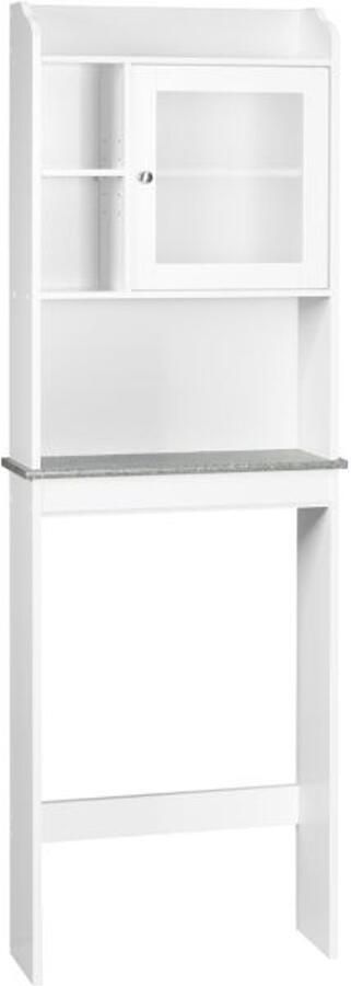 Furnibella -Witte toiletplank – Badkamer ruimtebespaarder met verstelbare niveaus 59x19x173 cm