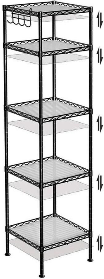 Furnibella Zwart Metalen Staande Plank – Robuust en Modern