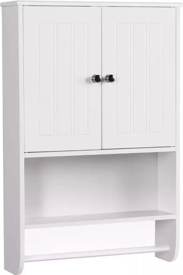 Furnibella Hangkast wandkast badkamerkast keukenkast rek opslag met deur en plank wit LBH: 48 5 x 14 x 73 cm