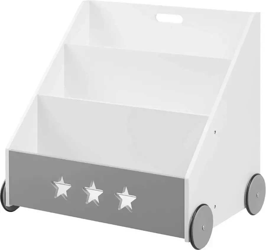 FURNIBELLA Kinderboekenkast met wielen 3 planken wit
