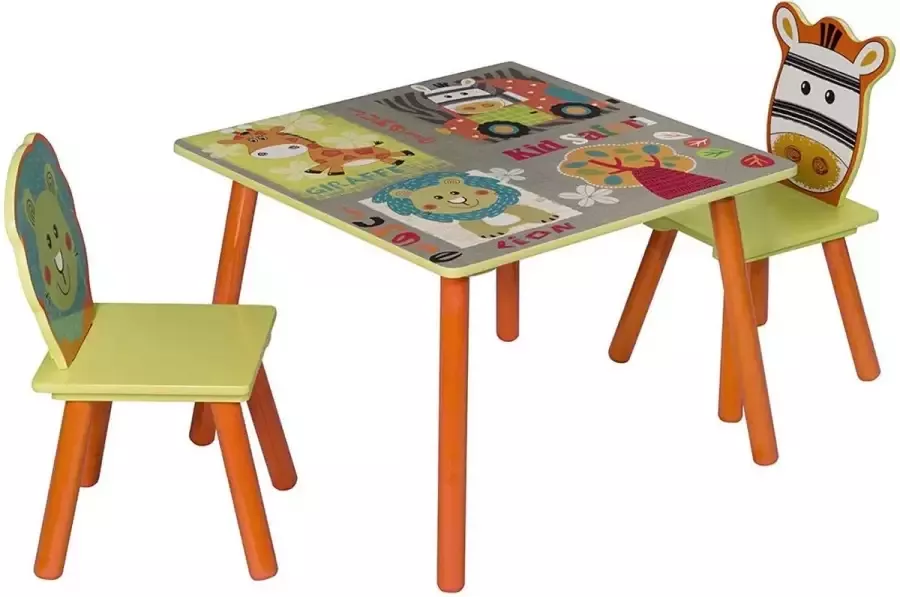 Furnibella Kindermeubels Bosdieren tafel & stoelen sets kindertafel met 2 stoelen