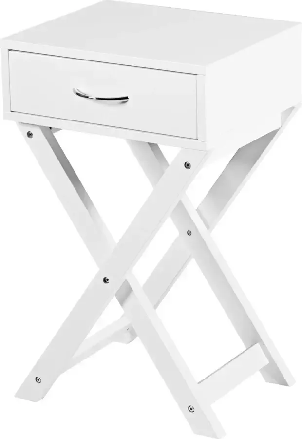 Furnibella Nachtkastje Modern Accent Tafel met Opberglade 40 x 33 x 66.5 cm Wit