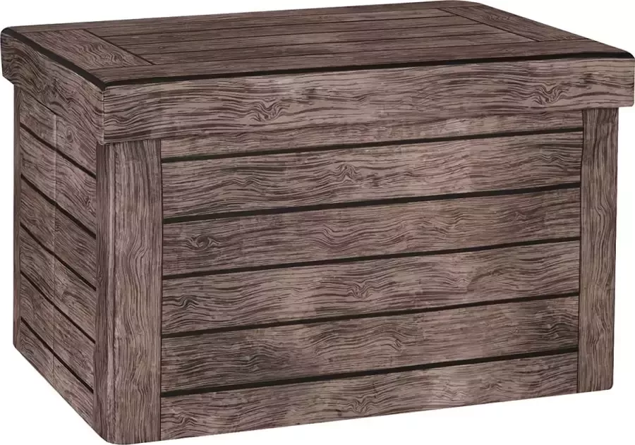 Furnibella Opbergbank Poef met opslagruimte in twill stof Voetenbank deksel afneembaar 60x38x38cm Donkerbeuken