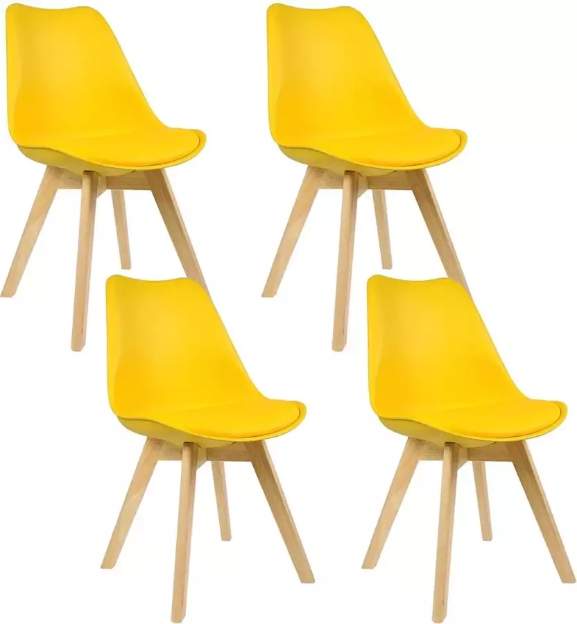Furnibella Set van 4 eetkamerstoelen keukenstoel design stoel eetkamerstoel kunstleer en hout
