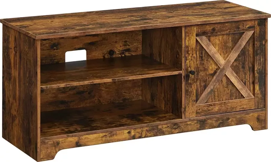 Furnibella TV-meubel TV-tafel TV-plank voor TV's tot 43 inch rustieke landelijke stijl 2 open compartimenten vintage bruin LTV007X01