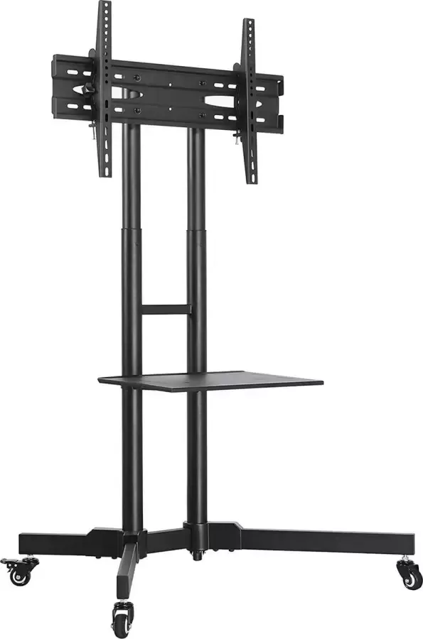 Furnibella tv-standaard mobiele standaard universele tv-wagen trolley met plank voor 32-65 inch LCD-LED in hoogte verstelbaar verrijdbaar tot 50 kg