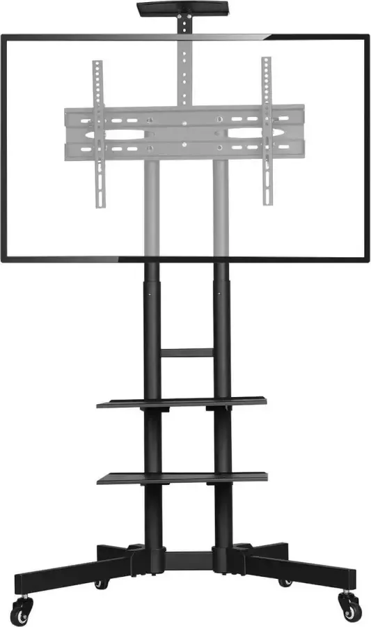 Furnibella Tv-standaard tv-standaard tv-wagen trolley op wielen televisiestandaard met houder plank tv-standaard draaibaar voor 32-65 inch