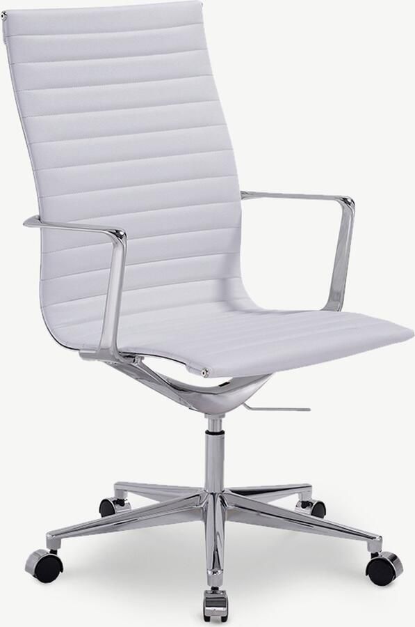 Furnicher Akira bureaustoel PU-leren zitting Chroom frame In hoogte verstelbaar Draaibaar Wit