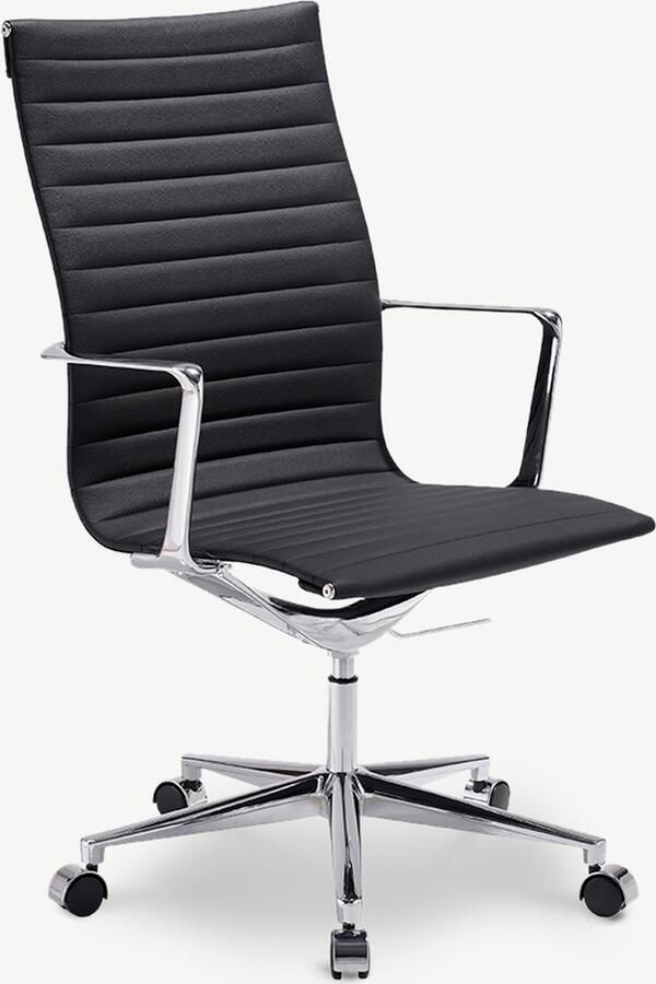 Furnicher Akira bureaustoel PU-leren zitting Chroom frame In hoogte verstelbaar Draaibaar Zwart