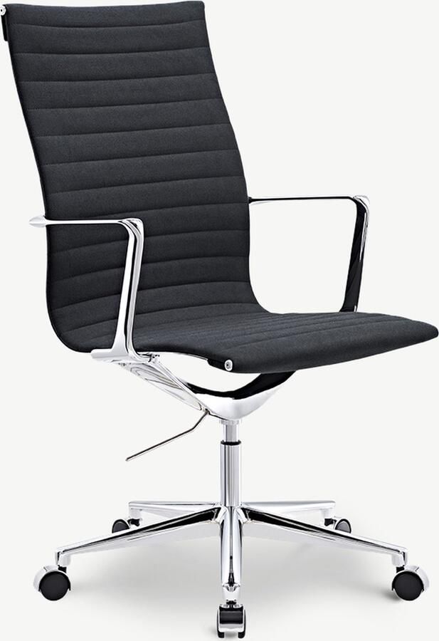 Furnicher Akira bureaustoel Stoffen zitting Chroom frame In hoogte verstelbaar Draaibaar Antraciet