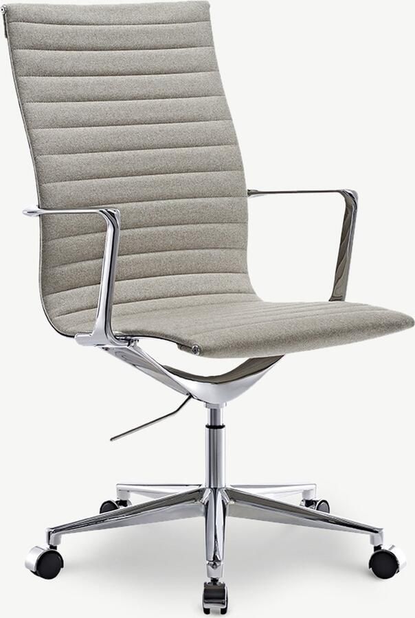 Furnicher Akira bureaustoel Stoffen zitting Chroom frame In hoogte verstelbaar Draaibaar Greige