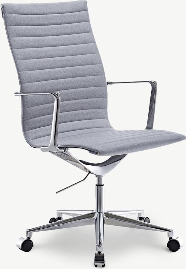 Furnicher Akira bureaustoel Stoffen zitting Chroom frame In hoogte verstelbaar Draaibaar Lichtgrijs
