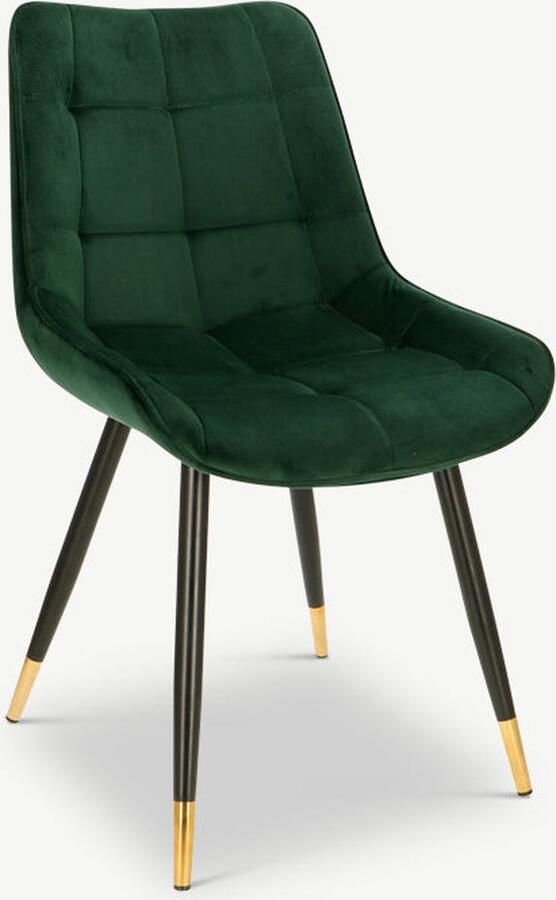 Furnicher Chloé Eetkamerstoel Fluwelen bekleding Modern design Stalen frame Groene fluweel Zwarte poten