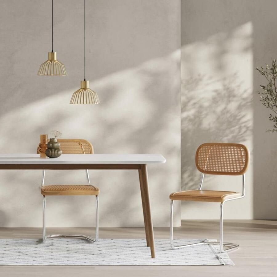 Furnicher Edith Cantilever Stoel Rotan zitting Chroom poten Naturel