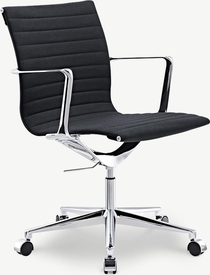 Furnicher Walton bureaustoel Stoffen zitting Chroom frame In hoogte verstelbaar Draaibaar Antraciet