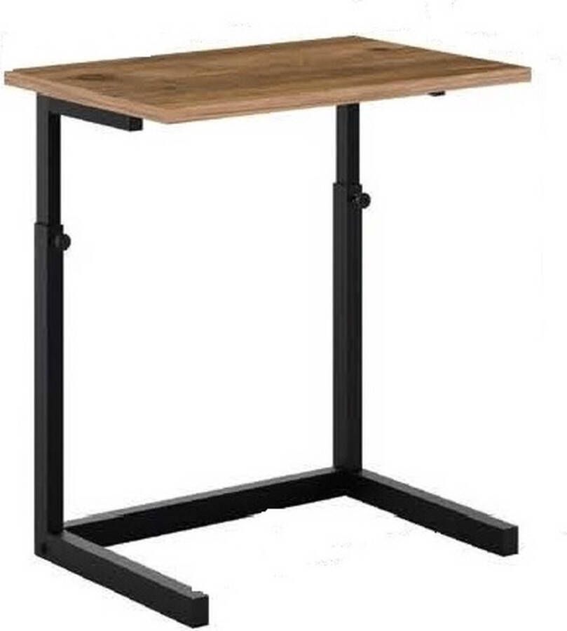 FurniChic Bijzettafels Salontafels Houten in Hoogte Verstelbare Laptoptafel Thuiswerken -Bijzettafel metaal met hout Atlantische Grenen 60x40x43 73cm