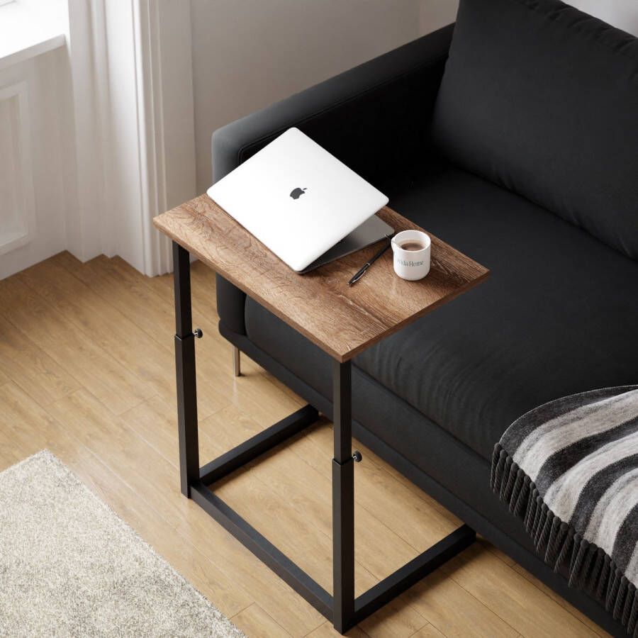 FurniChic houten in hoogte verstelbare laptoptafel Thuiswerken-Bed-Schoot-Bank-Bureau Laptop Standaard Notebookhouder OAK(Sacramento EIK)-60X40X43-73 cm((lxbxh)