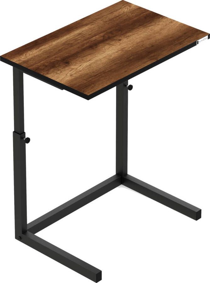 FurniChic Bijzettafels Salontafels Plantentafel Houten in Hoogte Verstelbare Laptoptafel Thuiswerken -Bijzettafel metaal met hout Vintage Bruin 60x40x43 73cm Salery Home