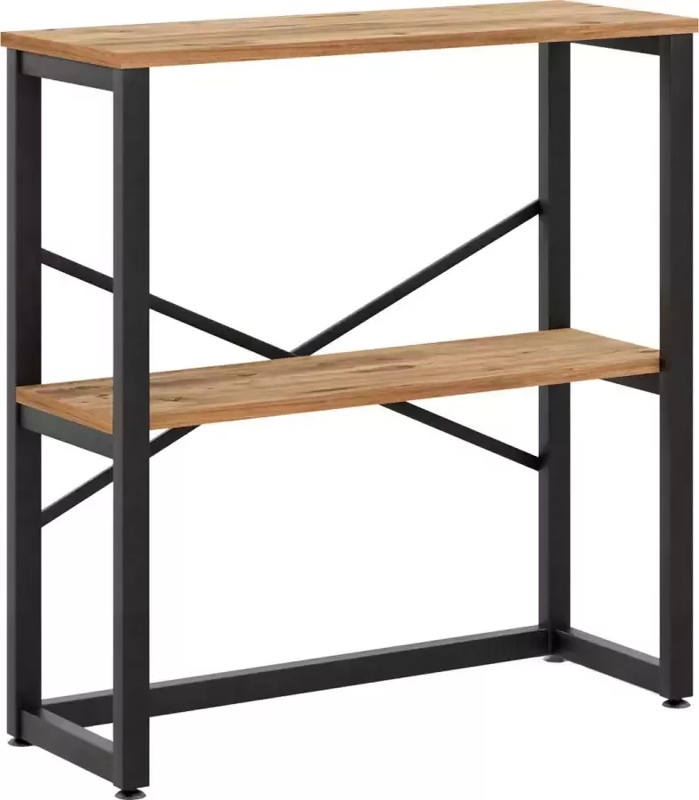 FurniChic dressoir kasten woonkamer consoletafel bijzettafel banktafel decoratieve tafel haltafel zwart stalen frame spanplatte tafelblad modern design sidetable 2 planken wit 85x30x80cm (BxDxH)