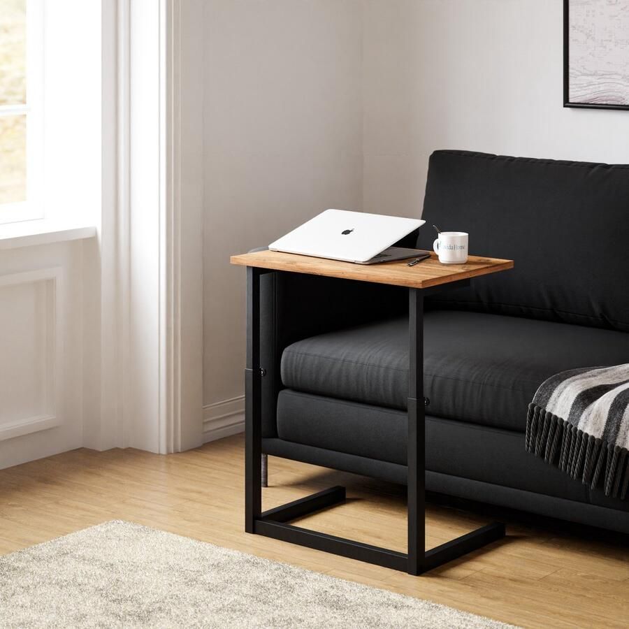 FurniChic houten in hoogte verstelbare laptoptafel Thuiswerken-Bed-Schoot-Bank-Bureau Laptop Standaard Notebookhouder PINE(Atlantische Grenen)-60X40X43-73 cm((lxbxh)