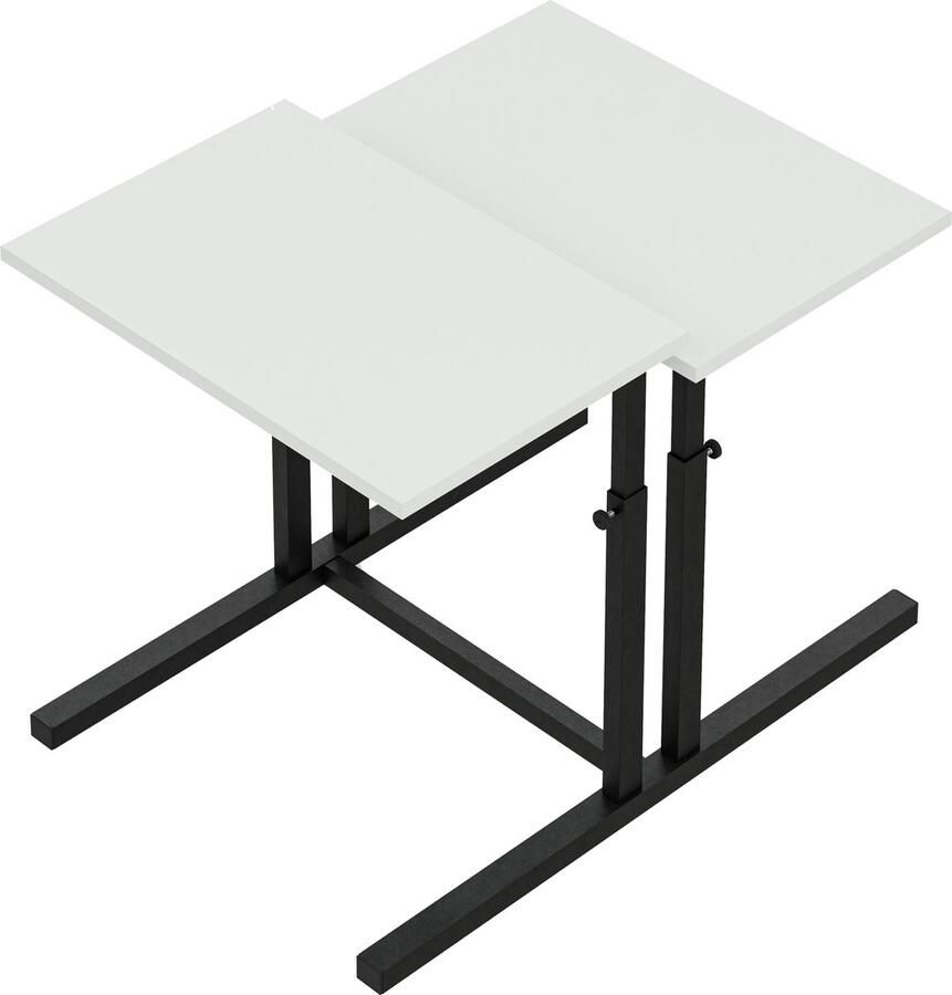 FurniChic verstelbare moeder en kind tafel 2-delige set tafel & tafels in hoogte verstelbaar-kindertafel bijzettafel speeltafel en bureau voor kinderen met moeder multifunctioneel wit 80 x 60 x 43-73 cm (l x b x h)