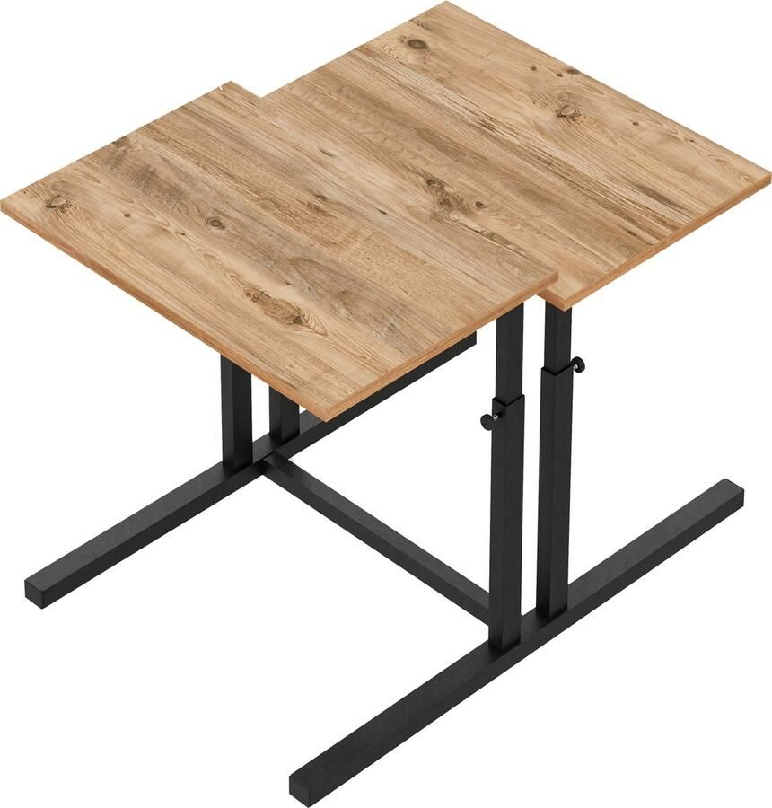 FurniChic verstelbare moeder en kind tafel 2-delige set tafel & tafels in hoogte verstelbaar-kindertafel bijzettafel speeltafel en bureau voor kinderen met moeder multifunctioneel- PINE(Atlantische Grenen) 80 x 60 x 43-73 cm (l x b x h)