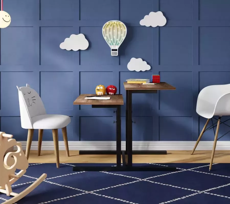 FurniChic verstelbare moeder en kind tafel 2-delige set tafel & tafels in hoogte verstelbaar-kindertafel bijzettafel speeltafel en bureau voor kinderen met moeder multifunctioneel-Sacramento OAK 80 x 60 x 43-73 cm (l x b x h) - Foto 3